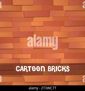 Vector illustration of seamless pattern cartoon bricks wall, bright texture tiled background Stock Vector