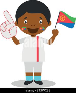 National sport team fan from Eritrea with flag and glove Vector Illustration Stock Vector