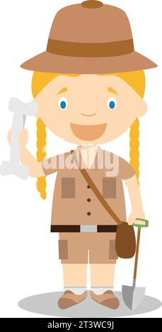 Cute cartoon vector illustration of an archaeologist Stock Vector Image ...