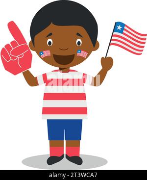 National sport team fan from Liberia with flag and glove Vector Illustration Stock Vector