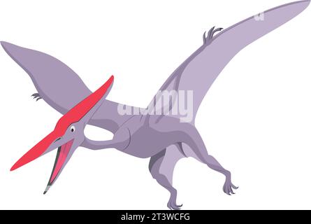 Pterodactyl vector illustration isolated in white background. Dinosaurs Collection. Stock Vector