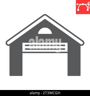 Garage glyph icon, real estate and house, car garage vector icon, vector graphics, editable stroke solid sign, eps 10. Stock Vector