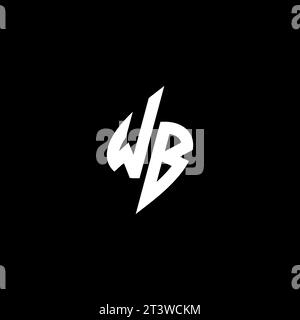 WB monogram esport logo design with cool shape concept in vector Stock Vector