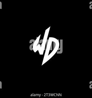 WD monogram esport logo design with cool shape concept in vector Stock Vector