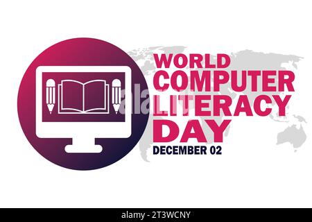 World Computer Literacy Day. December 2. Holiday concept. Template for background, banner, card, poster with text inscription. vector illustration Stock Vector