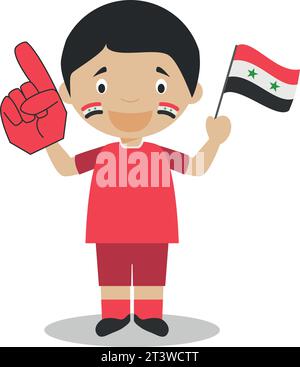 National sport team fan from Syria with flag and glove Vector Illustration Stock Vector