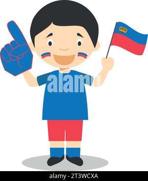 National sport team fan from Liechtenstein with flag and glove Vector Illustration Stock Vector