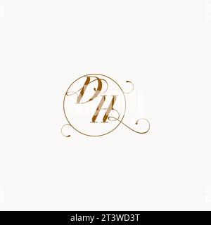 DH uniquely wedding logo symbol of your marriage and you can use it on your wedding stationary Stock Vector