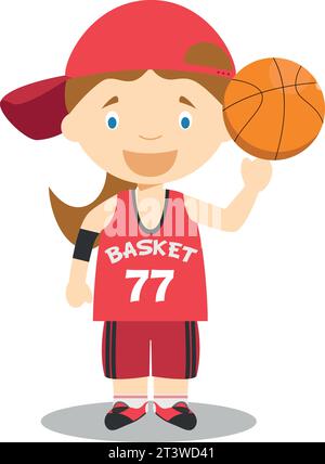 Cute cartoon vector illustration of a basketball player. Women Professions Series Stock Vector