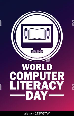 World Computer Literacy Day Vector illustration. Design element for greeting card, poster and banner. Stock Vector