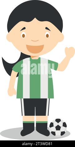 Cute cartoon vector illustration of a football player. Women Professions Series Stock Vector