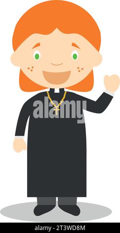 Cute cartoon vector illustration of a priest. Women Professions Series Stock Vector