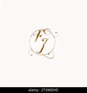 FJ uniquely wedding logo symbol of your marriage and you can use it on your wedding stationary Stock Vector