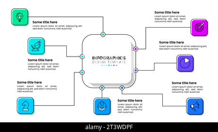 Infographic template with icons and 7 options or steps. Technology concept. Can be used for workflow layout, diagram, banner, webdesign. Vector illust Stock Vector