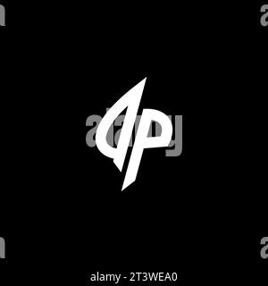 QP monogram esport logo design with cool shape concept in vector Stock Vector
