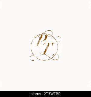 PT uniquely wedding logo symbol of your marriage and you can use it on your wedding stationary Stock Vector