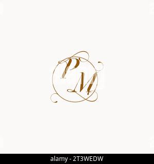 PM uniquely wedding logo symbol of your marriage and you can use it on your wedding stationary Stock Vector