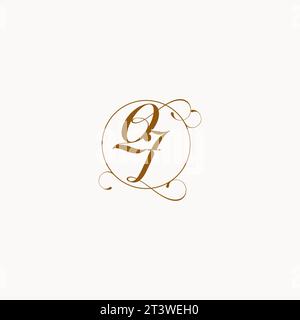 QJ uniquely wedding logo symbol of your marriage and you can use it on your wedding stationary Stock Vector