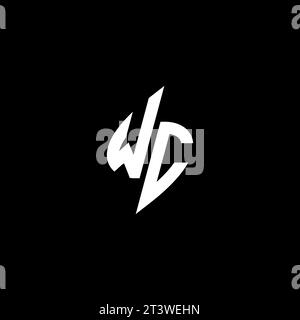 WC monogram esport logo design with cool shape concept in vector Stock Vector