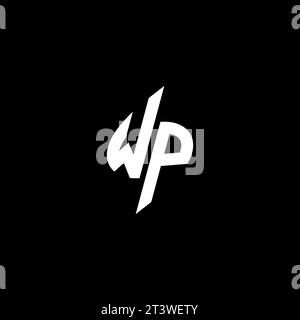WP monogram esport logo design with cool shape concept in vector Stock Vector