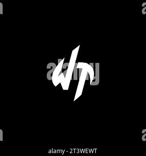 WT monogram esport logo design with cool shape concept in vector Stock Vector