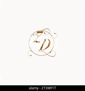 ZD uniquely wedding logo symbol of your marriage and you can use it on your wedding stationary Stock Vector