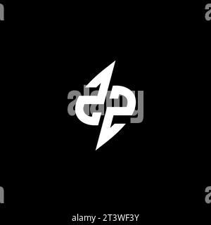 ZZ monogram esport logo design with cool shape concept in vector Stock Vector