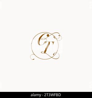 CT uniquely wedding logo symbol of your marriage and you can use it on your wedding stationary Stock Vector