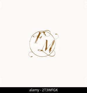 FM uniquely wedding logo symbol of your marriage and you can use it on your wedding stationary Stock Vector