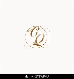 GQ uniquely wedding logo symbol of your marriage and you can use it on your wedding stationary Stock Vector