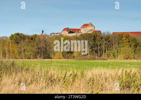 Giebichenstein Wettin Castle on the Saale in autumn, Germany Stock Photo