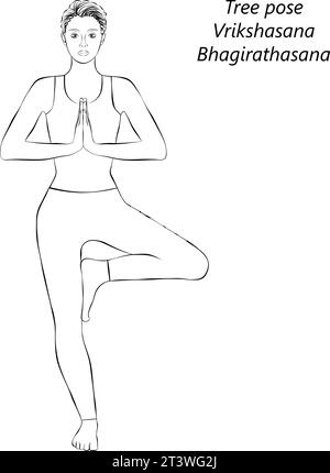 Yoga Pose Vrikshasana Tree Pose Exercise Stock Vector (Royalty Free)  1757324918 | Shutterstock