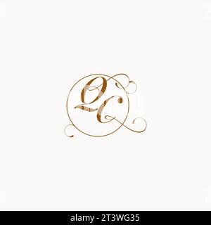 QC uniquely wedding logo symbol of your marriage and you can use it on your wedding stationary Stock Vector