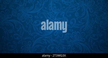 Vector Illustration Vintages ornamental Seamless floral pattern on a blue background for seamless textile wallpaper, books covers, Digital interfaces Stock Vector