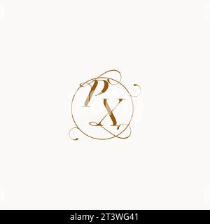 PX uniquely wedding logo symbol of your marriage and you can use it on your wedding stationary Stock Vector