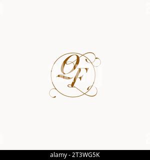QF uniquely wedding logo symbol of your marriage and you can use it on your wedding stationary Stock Vector