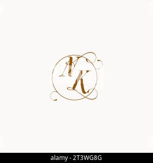 NK uniquely wedding logo symbol of your marriage and you can use it on your wedding stationary Stock Vector
