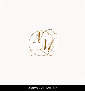 NM uniquely wedding logo symbol of your marriage and you can use it on your wedding stationary Stock Vector