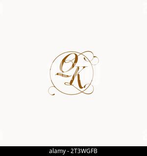 QK uniquely wedding logo symbol of your marriage and you can use it on your wedding stationary Stock Vector