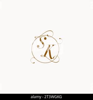 SK uniquely wedding logo symbol of your marriage and you can use it on your wedding stationary Stock Vector
