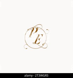PE uniquely wedding logo symbol of your marriage and you can use it on your wedding stationary Stock Vector