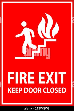 Warning Sign Fire Exit Keep Door Closed Stock Vector