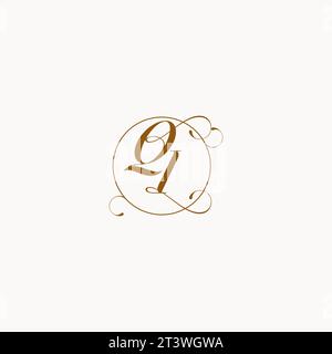 QI uniquely wedding logo symbol of your marriage and you can use it on your wedding stationary Stock Vector