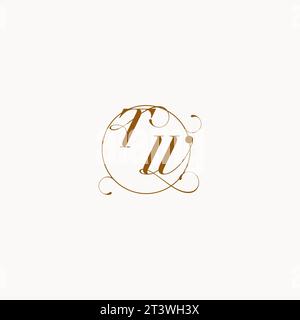 TW uniquely wedding logo symbol of your marriage and you can use it on your wedding stationary Stock Vector