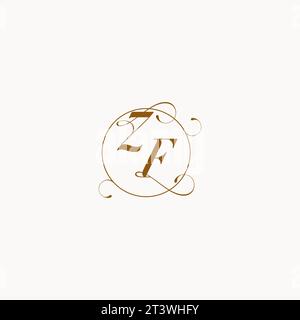 ZF uniquely wedding logo symbol of your marriage and you can use it on your wedding stationary Stock Vector