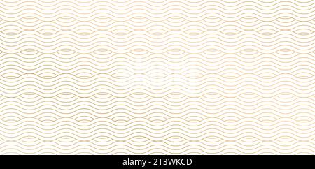 Vector illustration Seamless pattern with golden wavy lines on white backgrounds for Fashionable textile, book cover, Digital interfaces, print design Stock Vector