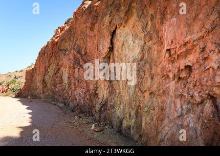 Colorful volcanic rock textures and minerals of a mountain in ...