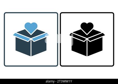 Package Heart Icon. Icon related to Delivery. suitable for web site, app, user interfaces, printable etc. Solid icon style. Simple vector design edita Stock Vector