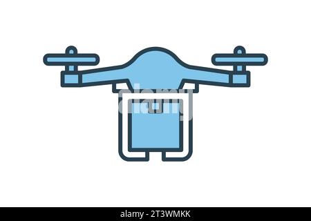 Delivery Drone Icon. Icon related to Delivery. suitable for web site, app, user interfaces, printable etc. Line icon style. Simple vector design edita Stock Vector