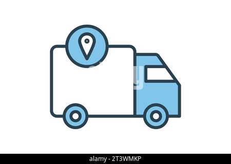 Delivery Tracking Icon. Icon related to Delivery. suitable for web site, app, user interfaces, printable etc. Flat line icon style. Simple vector desi Stock Vector